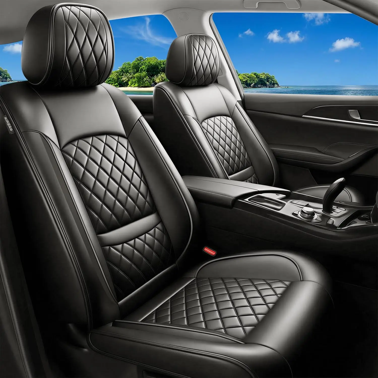 Fit Explorer Car Seat Covers for Ford Explorer 2007-2025 2026 - Luxury Leather, Anti-Slip, All-Weather Seat Cushions, Waterproof & Breathable, Airbag Compatible, Full 5-Seat Set (Black)