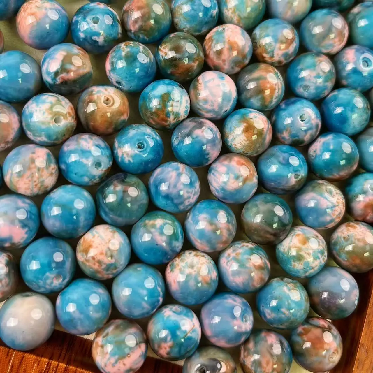 【DIY15】12mm Blue Oil Painting Glass Bead 50ml