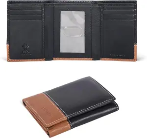 ESTALON Leather Trifold Wallet for Men - RFID Blocking - 6 Card Slots, 2 Slip Pockets & 1 Front ID Window - Minimalist Design, Slim Wallet Estalon Leather