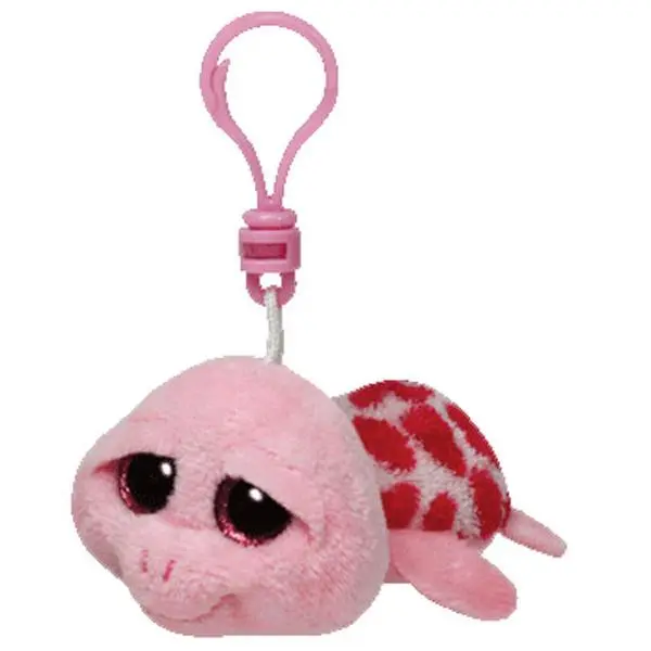 TY Beanie Boos Shelby Unisex Casual Wear Keychain - Pink Turtle Shape, Glitter Eyes, 3-Inch Plastic Key Clip for Playful Look
