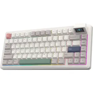 RT82  Mechanical Keyboard with Screen, VIA Custom, 2.4GHz/USB-C/BT5.0, RGB Backlit, Gasket, 5-Paddings, PBT Keycaps, Hot-Swap Retro Gaming Keyboard (Creamy Jade)