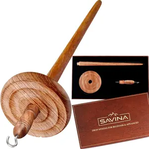 Wooden Hardwood Drop Spindle Top Whorl Yarn Spinner Wheel for Beginners & Advanced Hand Spinning Spin Roving into Yarn Ideal for Sewing Projects