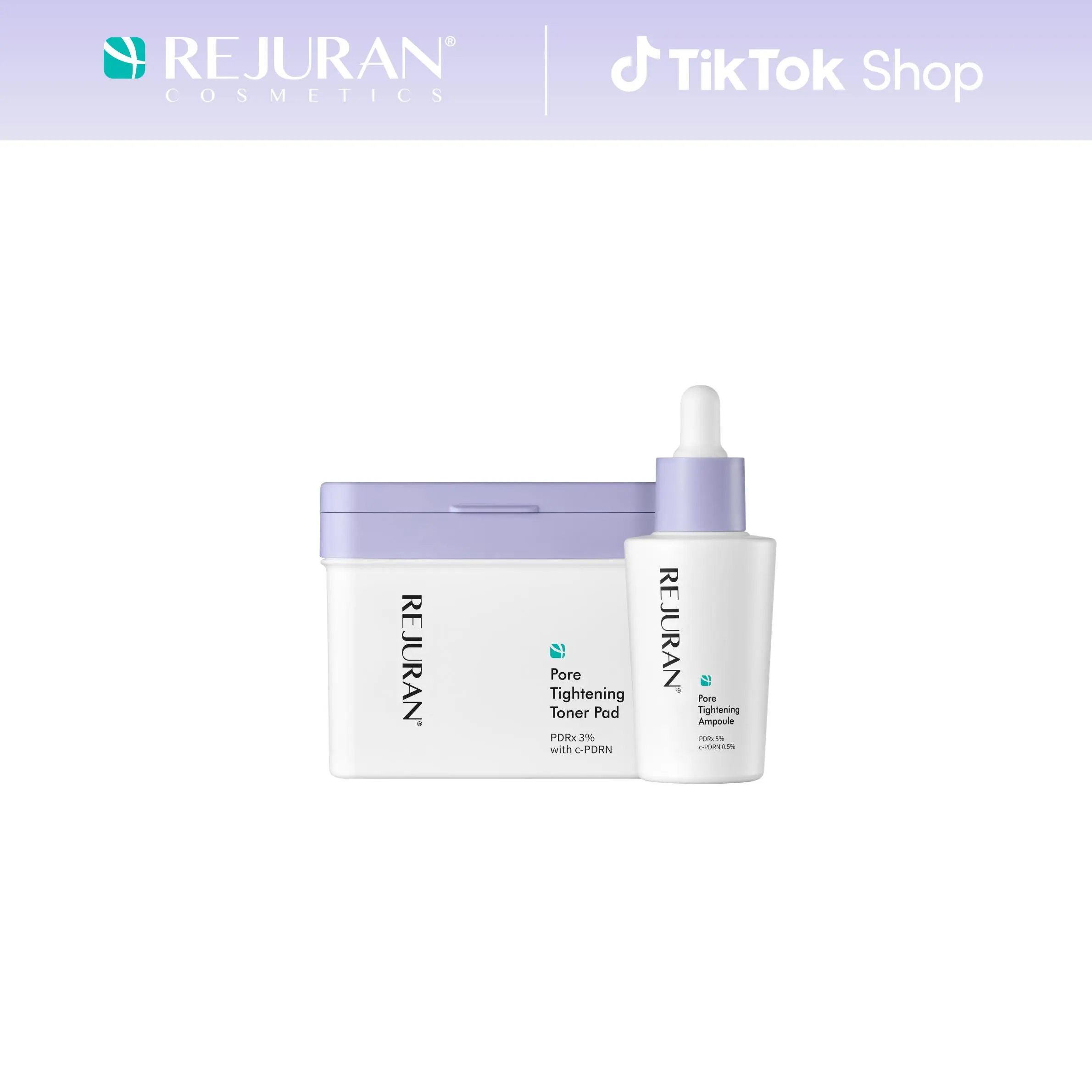 REJURAN Pore Tightening Ampoule and Pore Tightening Toner Pad – PDRx & c-PDRN with AHA/PHA/BHA/LHA