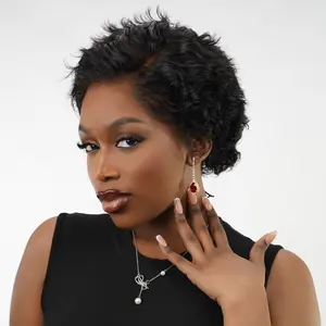 Dultev 13x6 Wear Go Pixie Cut Wigs 007 for Women 180% Density Glueless Lace Front Layered Luxury Beauty Curly HD Human Hair Wig