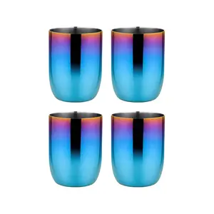 Ahimsa Stainless Steel Conscious Cups - 8 oz (Set of 4) for Kids and Toddlers in Blue