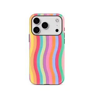 Rainbow Wavy Stripes Pattern Phone Case — Compatible with Samsung S26/S25/S24/S23/S22/S21, iPhone 17/16/15/14/13/12/11, phone cases. Drop-Resistant, Non-Slip, and Fade-Resistant. The Perfect Gift for Colorful Style Lovers.