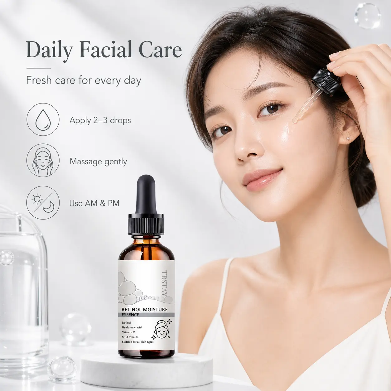 Retinol Face Serum, Advanced Skin Renewal Essence, Helps Reduce Fine Lines for Smooth-Looking Skin