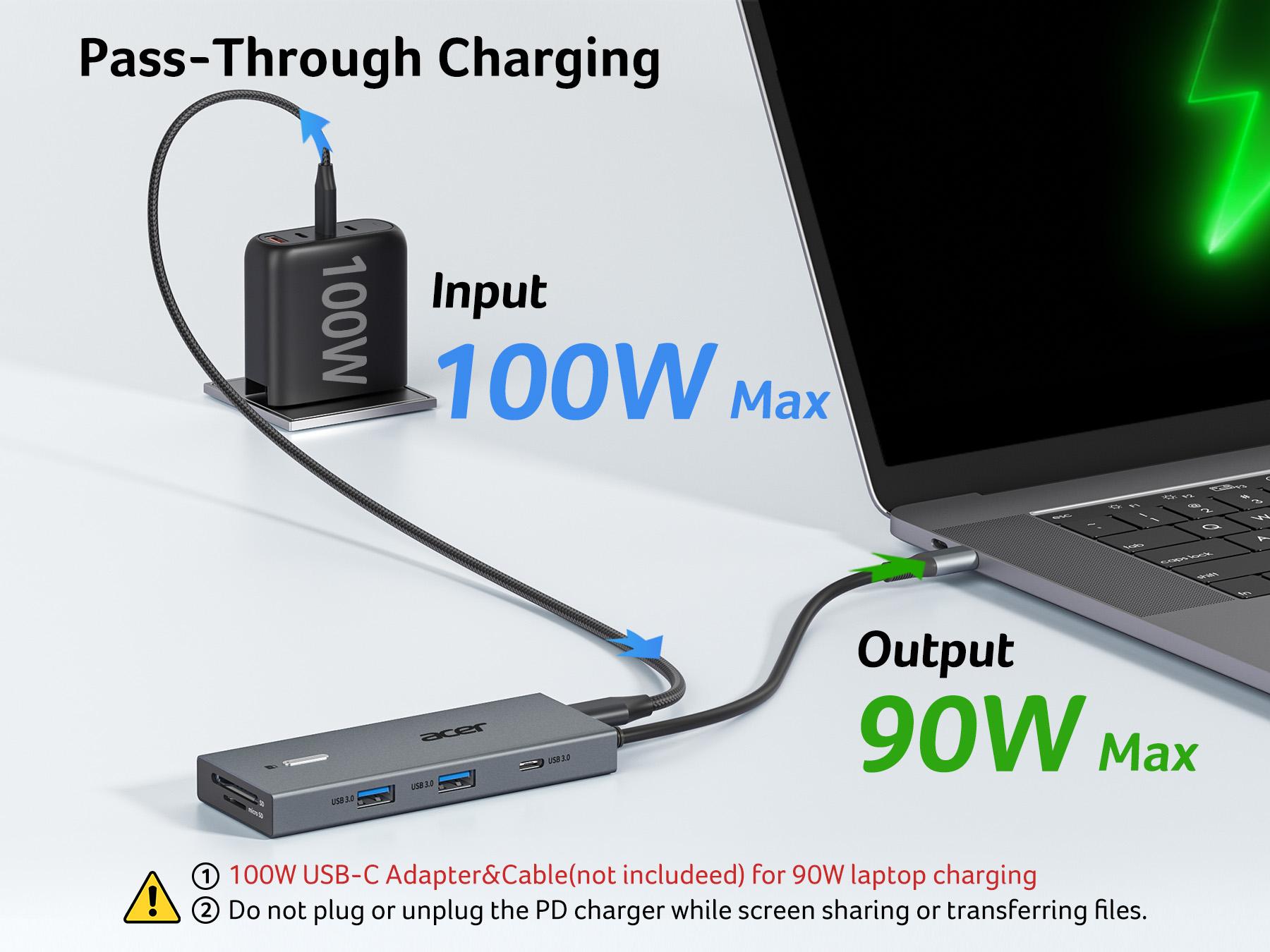 Acer USB C Docking Station Dual Monitor With 2 HDMI, 9-IN-1 Laptop Docking Station with 4K@60Hz HDMI, USB A&C 3.0, SD/Micro SD, 100W PD, USBC Dock Compatible with Acer/Dell XPS/HP/Mac/Surface (0.65FT) macbook hub