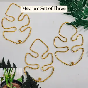 Set of Three Medium Monstera Leaf Shaped Specialized Wire Original Plant Wrap Leaf and Stem Support 5.5" x 4" Handmade Aesthetically Pleasing for Healthy Growth and Air Circulation plant tie