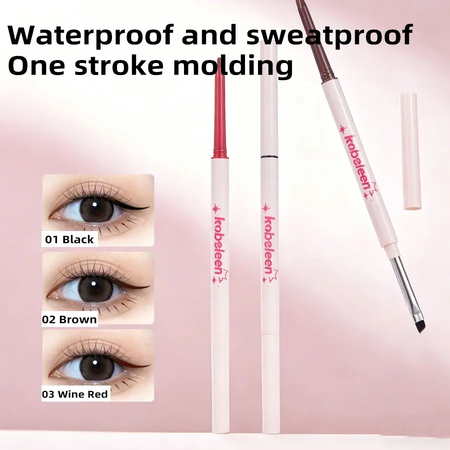 Dual-Ended Gel Eyeliner Pen, Ultra-Fine Tip, Waterproof, Sweatproof, Smudge-Resistant, Ideal for Beginners, Long-Lasting Makeup