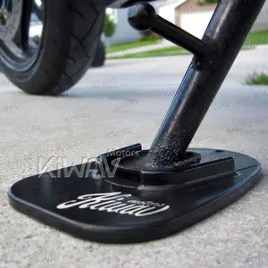 Motorcycle Kickstand Pad Plate Support Accessory-Black - Soft Ground, Grass, Hot Pavement, Outdoor Parking, Anti Sinking