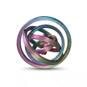 Six-ring metal fidget spinner –   visual fidget   the ultimate stress-relieving toy for reducing anxiety and improving focus | A quiet product suitable for adults seeking stress reduction; can be used as a decorative item, ornament, or hanging decoration.