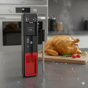 Smart Wireless Digital Meat Thermometer with 360ft Bluetooth Range & App Control. High Precision, iOS/Android Compatible. Perfect for Grilling, Smoking, Sous Vide, Oven. Slip-Resistant, Portable, Heat-Resistant Instant Read Kitchen Tool.