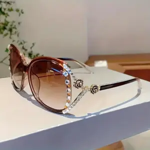 2026 NEW Women’s Aesthetic Camellia Rhinestone Glasses – Trendy Fashion Eyewear with Anti-Reflective Lenses, Lightweight Cute Blue Light Glasses for Daily Wear, Work, Study & Outfit Photos