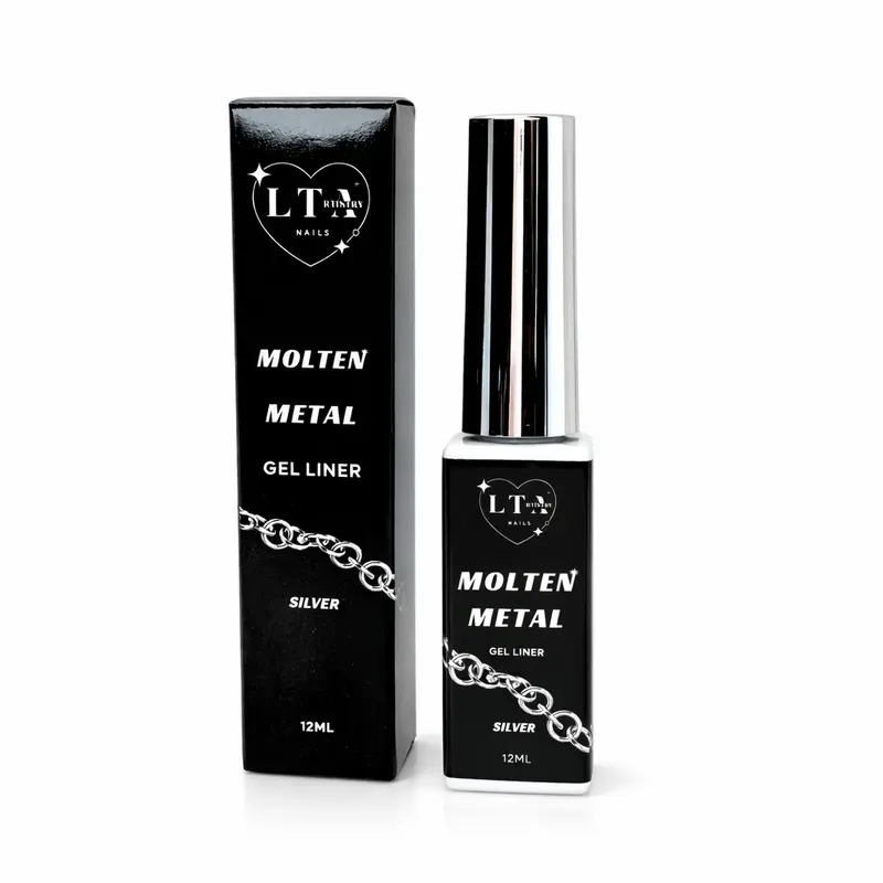 Metallic Silver Gel Nail Art Liner 12ml Ultra Pigmented for Precise Lines & Mirror Like Finish