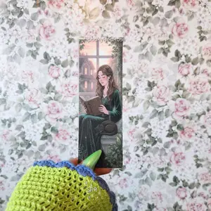 greenery plants witch bookmark - simple book lover black cat