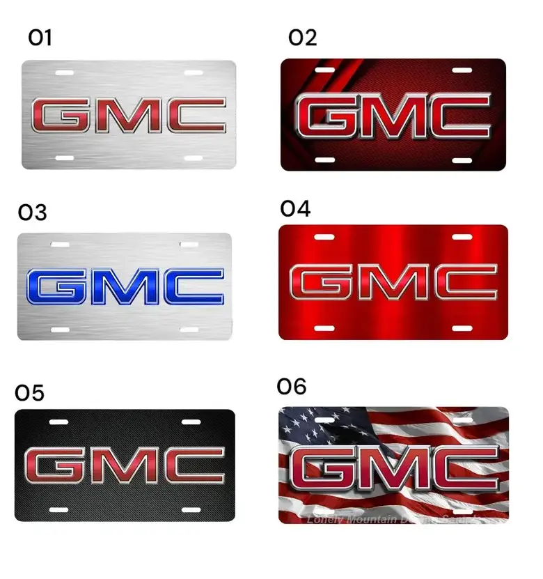 [GMC, Logo & Truck Enthusiast Vibe] GMC Aluminum License Plate, GMC Logo 12x6 Front Car Tag, Truck SUV Pickup Vehicle Vanity Decor