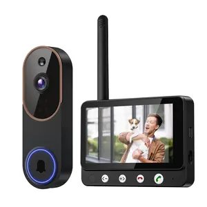 Video Doorbell with 512GB Free Cloud Storage, 4.5" Monitor, Night Vision, Wide-Angle Lens - Wireless Home Surveillance System, Wifi Smart Doorbell