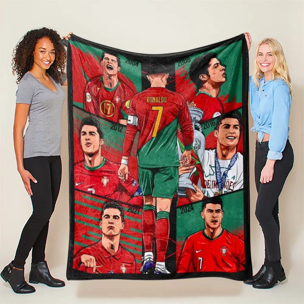 Cristiano Ronaldo Pattern Plush Blanket Soft Comfortable Rectangle Polyester Throw Soft Cozy Blanket Bedding for Various Scenarios