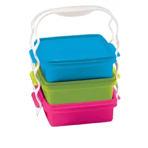 Stackable Lunch Box Trio - 850 ml Capacity, Colorful Design, Ideal for Versatile Meal Storage