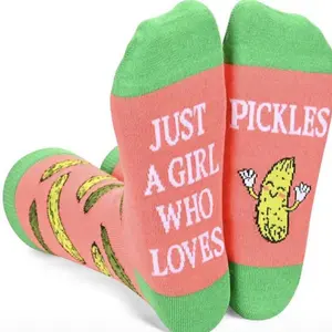 Pickle Socks Just A Girl Who Loves Pickles Gag Gift Sock Exchange Fun Novelty Footwear for Pickle Lovers with Green and Pink Colors Womenswear Maternity