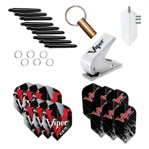 Viper Dart Accessory Bundle with Poly Royal Hard Flights Nylon Medium Shafts Flight Punch Shaft Remover Set of 3 Stem Rings and Aluminum Deflectors