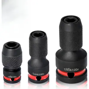 3-Piece Quick Release Impact Bit Holders, 1/2 3/8 1/4-Inch Square Drive to 1/4-Inch Hex Shank Converter, Impact Wrench Adapters for Ratchet Wrench Drivers, Impact Wrench