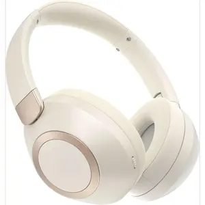 X-HPS10  B-C6 Wireless Over Ear Headphones, 50H Playtime Foldable Lightweight Bluetooth Headsets, Deep Bass, Built-in Microphone, Memory Foam Earmuff, for Travel, Home Office (Beige White)