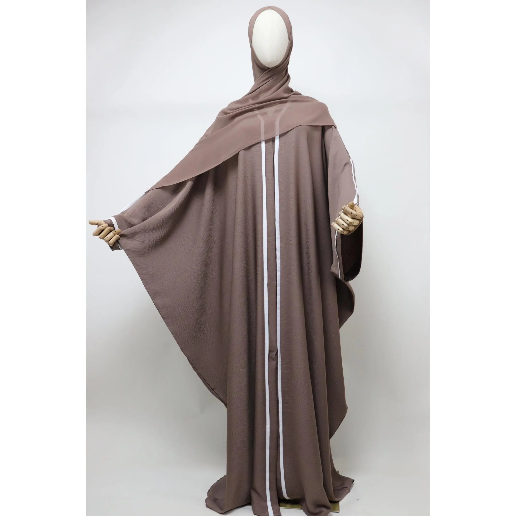 Open Crinkle Farasha Abaya - Latte