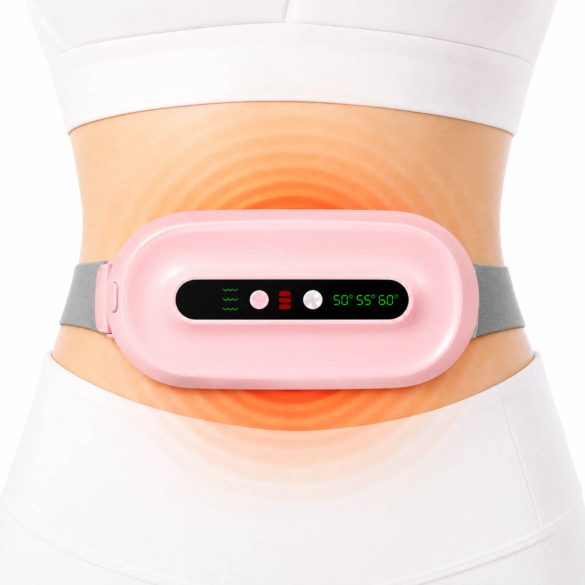 WEARABLE Heating Belt for Waist & Lower Back, Rechargeable Heating Pad with Vibration Massage, 3 Heat Levels, Type-C Fast Charging, Adjustable Strap, Heat Therapy Comfort for Daily Use