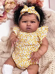 Reborn Baby Dolls 24 inch 60 cm Black African American Lifelike Baby Dolls Girls Dolls That Look Real Feeling Realistic with Soft Cloth Baby Doll Birthday with Toys for Age 3+