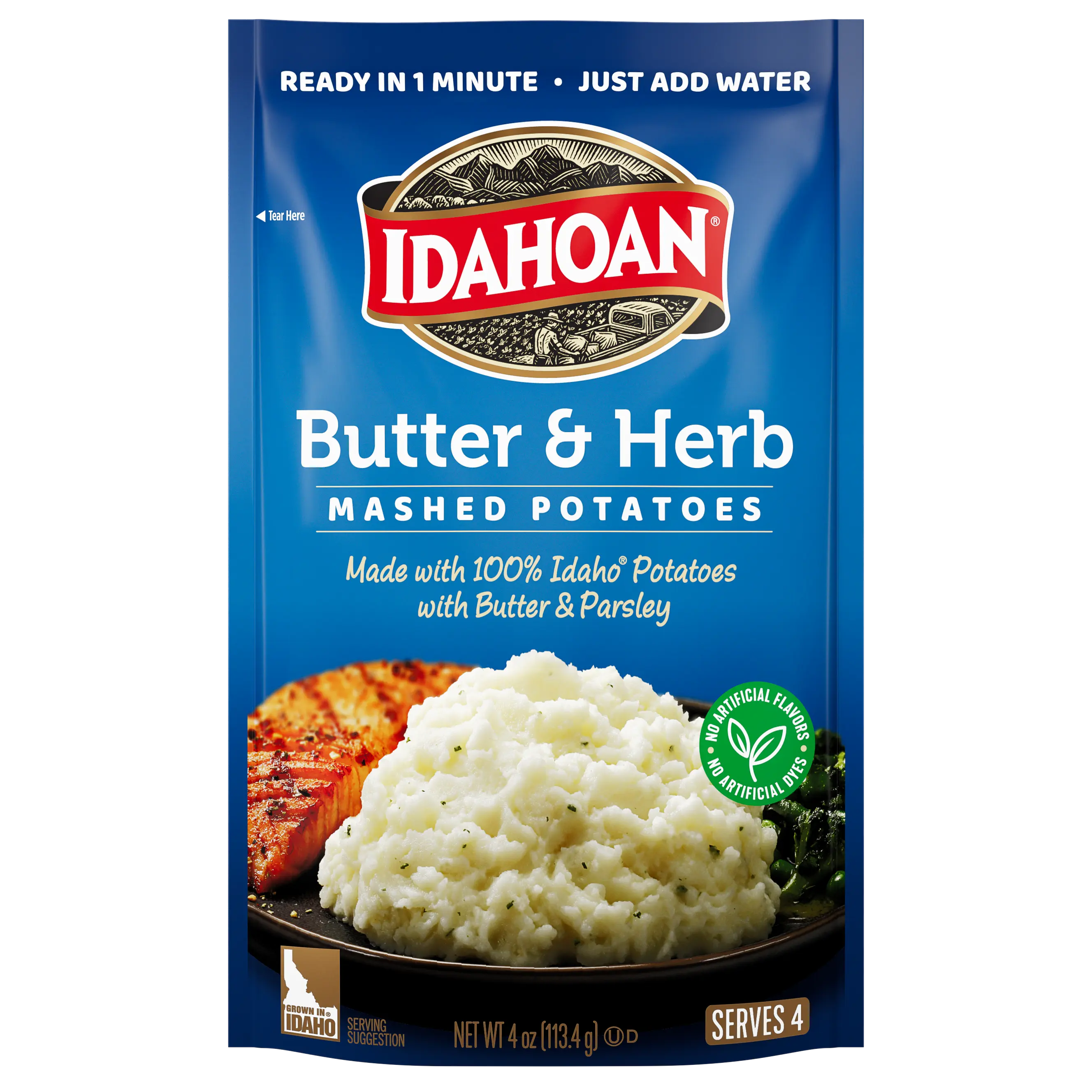 Idahoan Butter & Herb Mashed Potatoes, 4 oz, Pack of 12