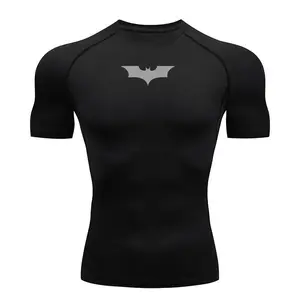Bat Printed Men's Tight T-Shirt Running Compression Compression T Shirt Gym Fitness Jogging Short Sleeve Male Casual Shirt Tops