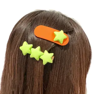 HoneyBomb 2pcs Fashion Hair Clips Bundle, Cute Star Design, Bright Colors for Summer, Good for all Age Group Girls, Plastic and Metal Hair Clips for Long and Short Hair