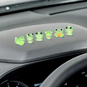 6-Piece Luminous Frog Dashboard Decor Set - Mini Fun Ornaments for Cars, Rear View Mirrors, Home & Office car  chimes car center console ornament