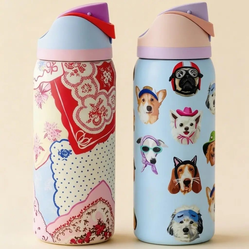 Special Edition 0wala Insulated Stainless Steel Water Bottle with Straw, BPA-Free Sports Water Bottle, Great for Travel, 32oz , Dog Collage, Hankie