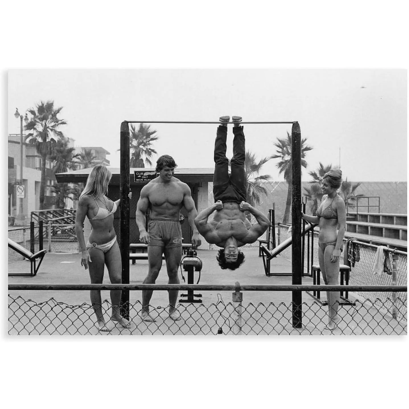 Arnold Schwarzenegger Bodybuilding's Greatest Friendship Artistic Photorealism Canvas Poster Print, Frame-Style Modern Home Inspo Decor for Indoors - Living Room, Bedroom Wall Decoration