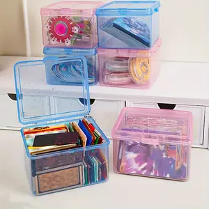 1PC Card storage box, transparent desktop, business cards, miscellaneous items, small card box, plastic card office organizer box