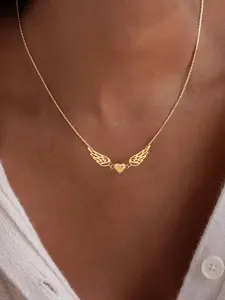 Women's Letter & Angel Wing Design Pendant Necklace, Stainless Steel Jewelry for Party, Daily Clothing Decor, Trendy All-match & Exquisite Jewelry for Birthday Gift, Fashion Necklace