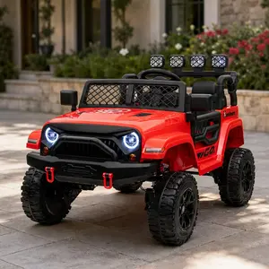 ARCH 24V 2-Seater Ride On Jeep for Big Kids, 4WD Electric Car with Remote Control, 4 EVA Wheels, LED Lights, Music, Spring Suspension, Red Plastic, Outdoor Ride-On Toy for Ages 3-8, Max Load 110lbs, 46.5x30.3x29.7 Inches, Red Color Options