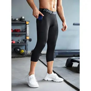Men's Compression Tight Pants Training, Fitness, Fast Drying, Breathable, and Elasticity Running Capris