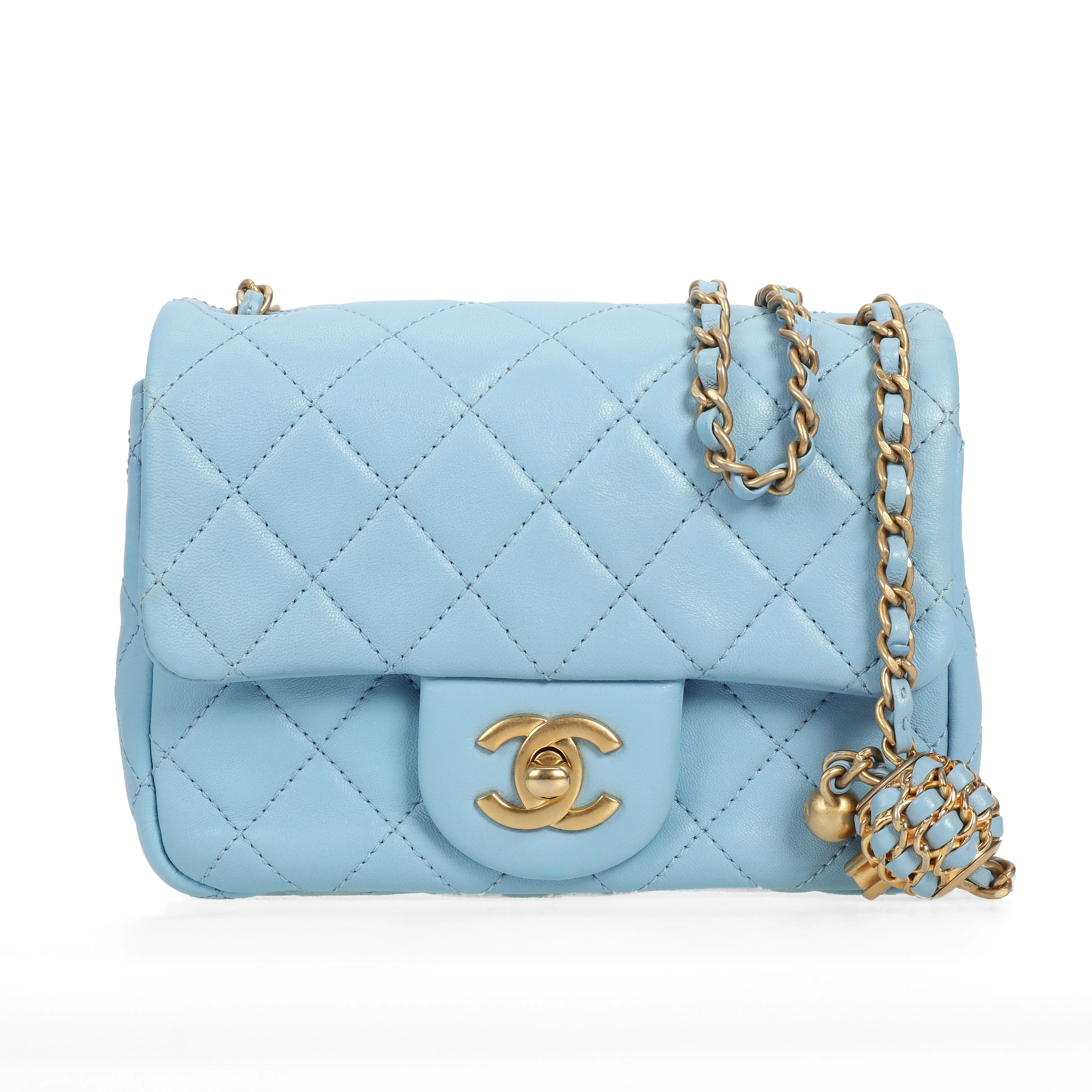 Pre-owned CHANEL Leather Crossbody Bags Classic Flap Light Blue 47826954 lkz