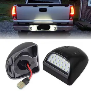2PCS Chrome Silver or Matte Black Lens LED 6000K White License Number Plate Light For Cadillac Escalade ESV EXT For Chevy Silverado Avalanche Suburban Tahoe For GMC Sierra Yukon XL 1500 2500 3500
