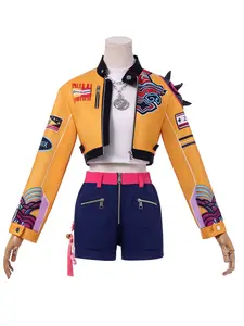 Rumi K-Pop Cosplay Costume Set, Women Halloween Carnival Anime Expo Party Role Play, Loose-Fitting Graphic Crop Top, Pockets