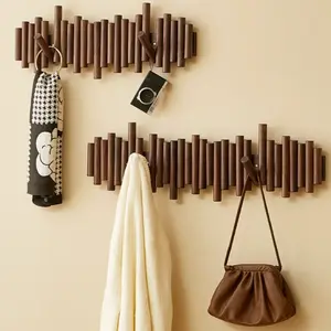 Home Piano Key Hook Coat Rack, Solid Wood Wall Mountable Hanging Clothes Hanger, Paint-Free Minimalist Decorative Wooden Storage Shelf, Poplar Wood Material, Made in China