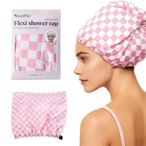 Silky Satin Bath Cap with Stitched Lining, Three-Layer Hair Protection, Waterproof Smooth Fabric, Deep Nourishment, Suitable for Daily Use, Satin Shower Cap