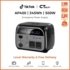 [SpringGlowUp][Camping Essentials 2026/Camping Gear]CTOLITY 500W 345Wh Powerbank Emergency Supply Backup LiFePO4 Battery Portable Power Station Solar Generator Free Energy Travel RVs Emergencies Gas Generator Alternative