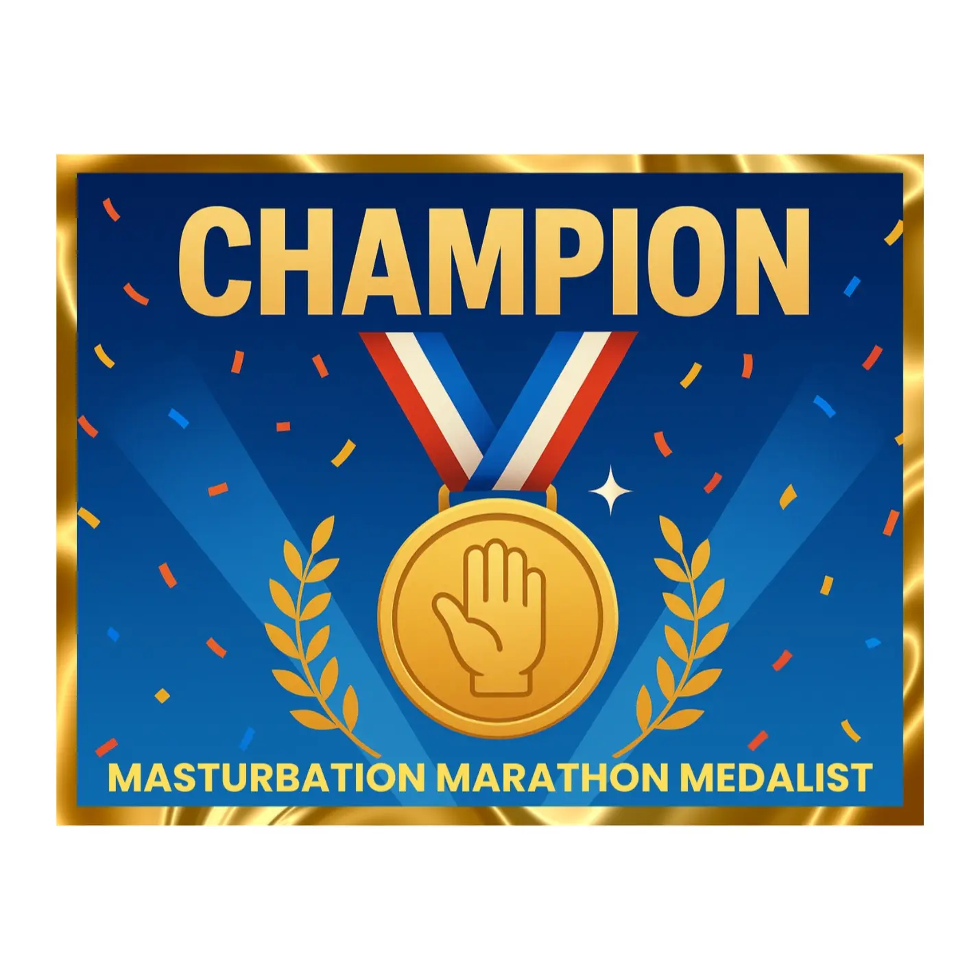 Anonymous Olympic Theme Prank Postcard - "M****bation Marathon Medalist", Bold Full-Color Gold Medal Design, High-Quality Cardstock, Addressable Gag Gift for Office Pranks, Birthday, Bachelor Parties