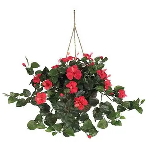 Nearly Natural Hibiscus Hanging Basket