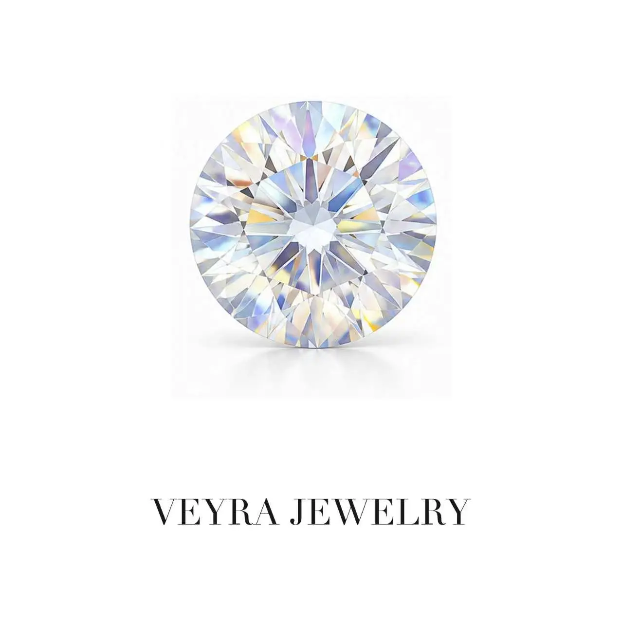 Loose 2ct Round AB Color Moissanite Stone, VVS1 Clarity, Traceable GRA Certificate, Artificial Gemstone for Jewelry Accessories & Rings